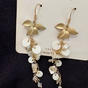 Elegant Gold and White Floral Earrings
